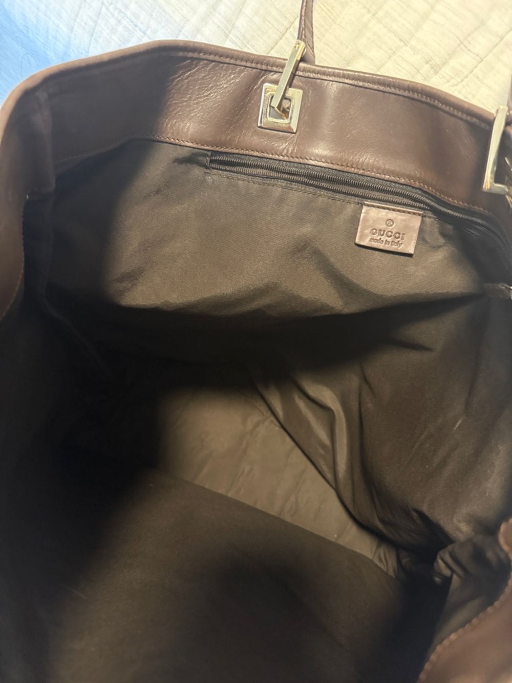 Gucci Brown GG Supreme Canvas Tote with Dark Brown Leather Handles - Picture 8 of 14